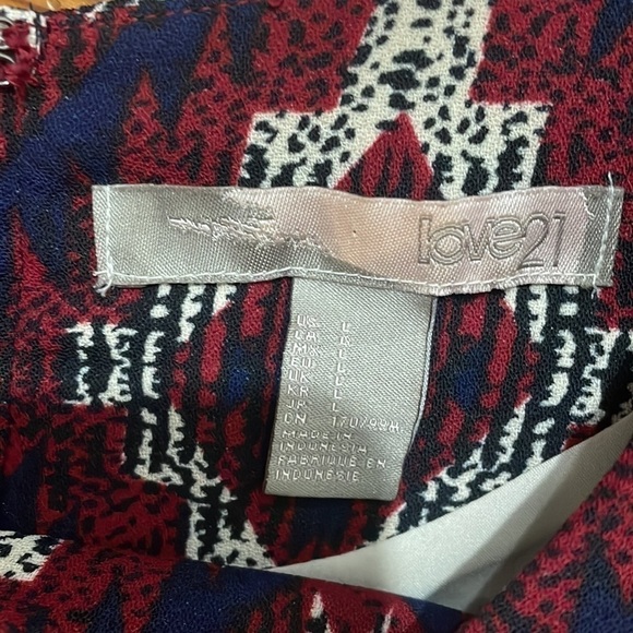 Love 21 red and navy diamond office work dress size large - Picture 2 of 7